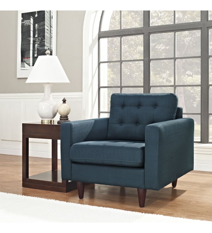 Empress Upholstered Fabric Armchair in Azure - Lexmod