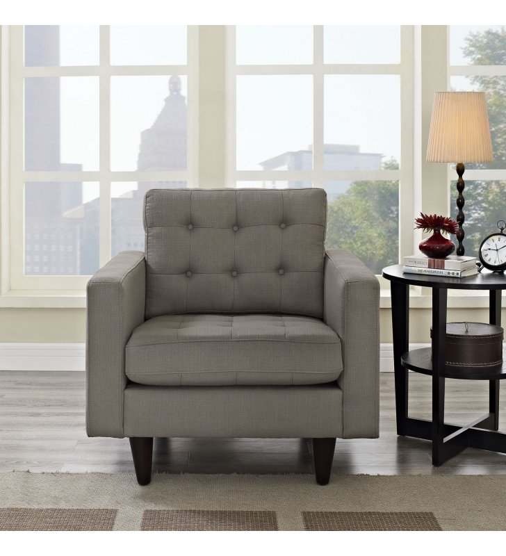 Empress Upholstered Fabric Armchair in Granite - Lexmod