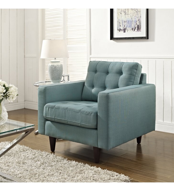 Empress Upholstered Fabric Armchair in Laguna - Lexmod