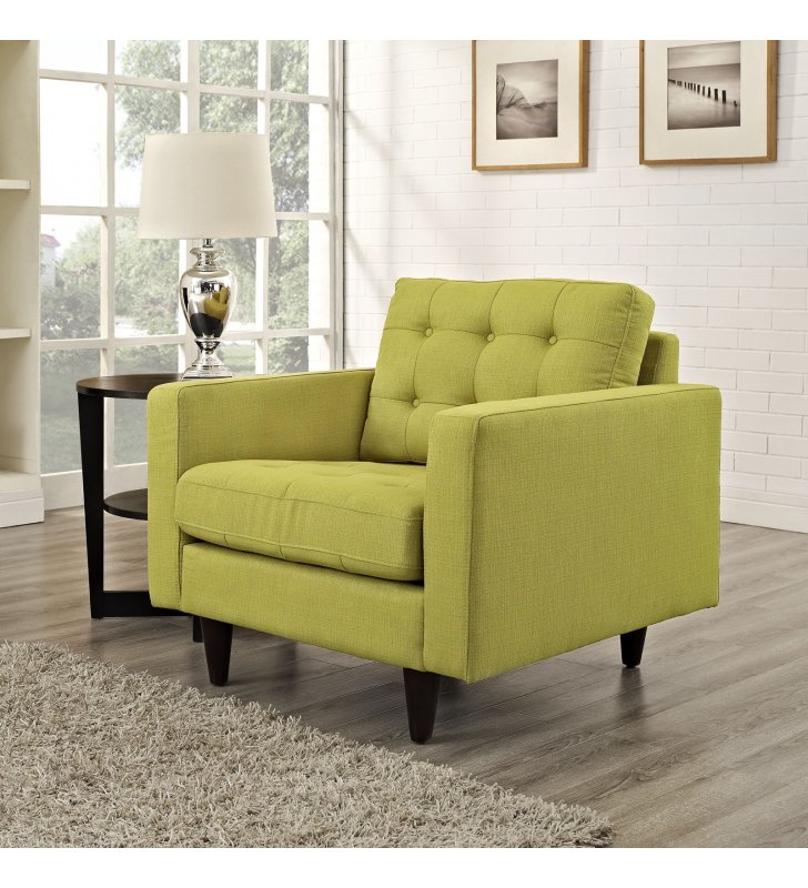 Empress Upholstered Fabric Armchair in Wheatgrass - Lexmod