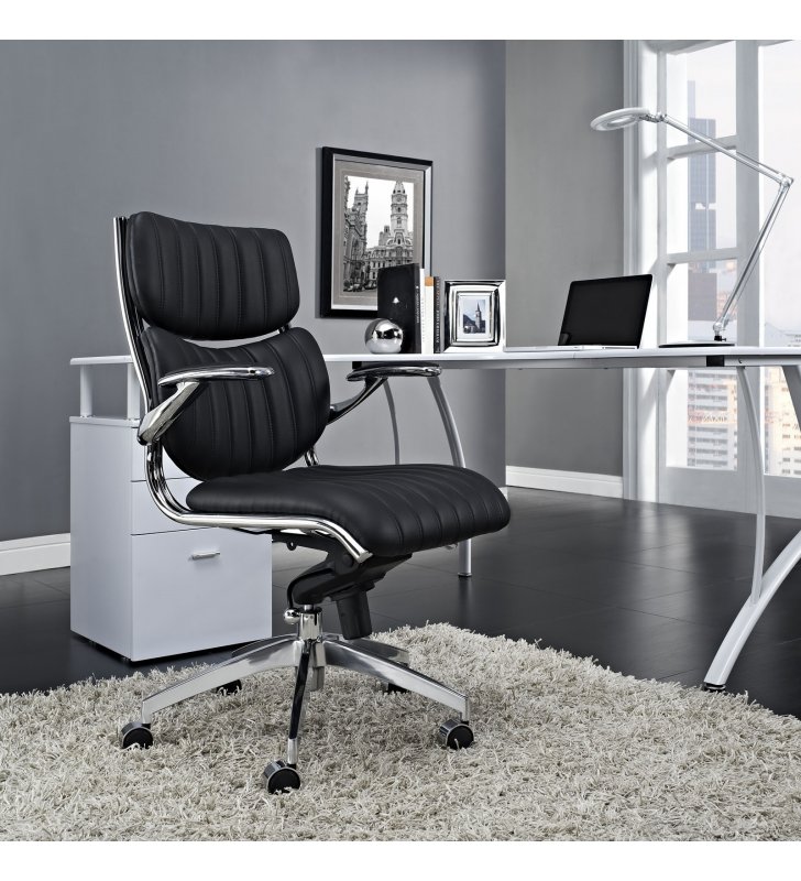 Escape Mid Back Office Chair in Black - Lexmod