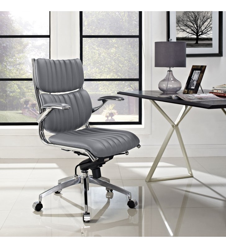 Escape Mid Back Office Chair in Gray - Lexmod