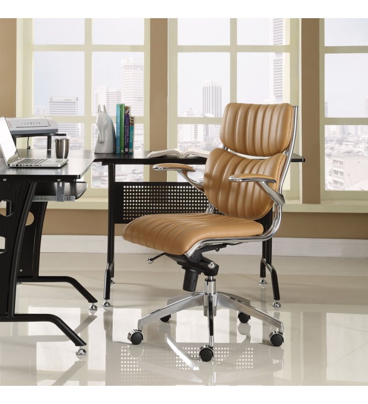 Escape Mid Back Office Chair in Tan - Lexmod