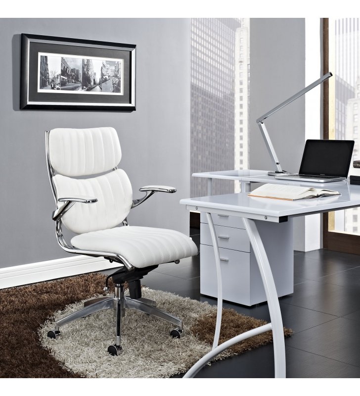 Escape Mid Back Office Chair in White - Lexmod