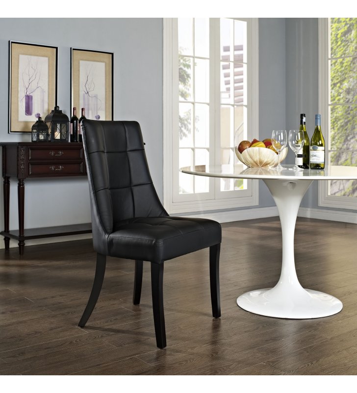 Noblesse Dining Vinyl Side Chair in Black - Lexmod
