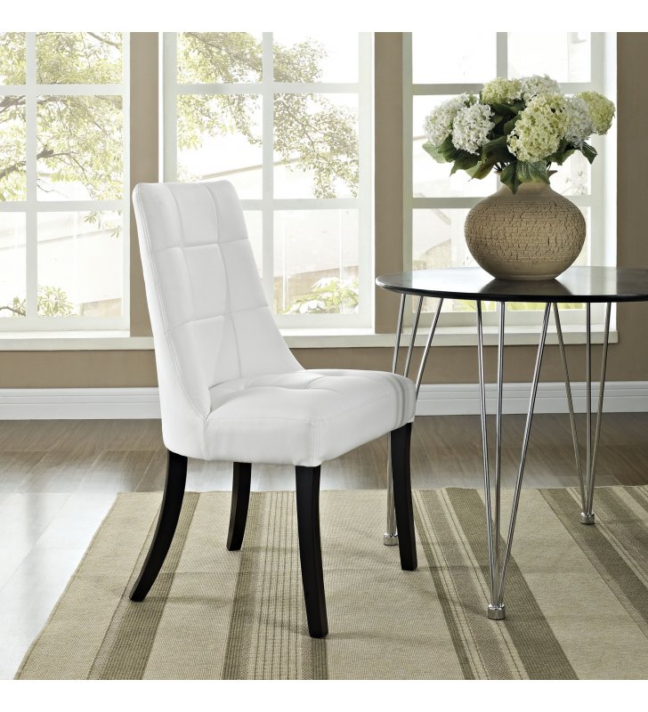 Noblesse Dining Vinyl Side Chair in White - Lexmod