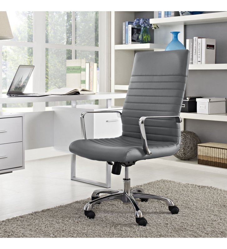 Finesse Highback Office Chair in Gray - Lexmod