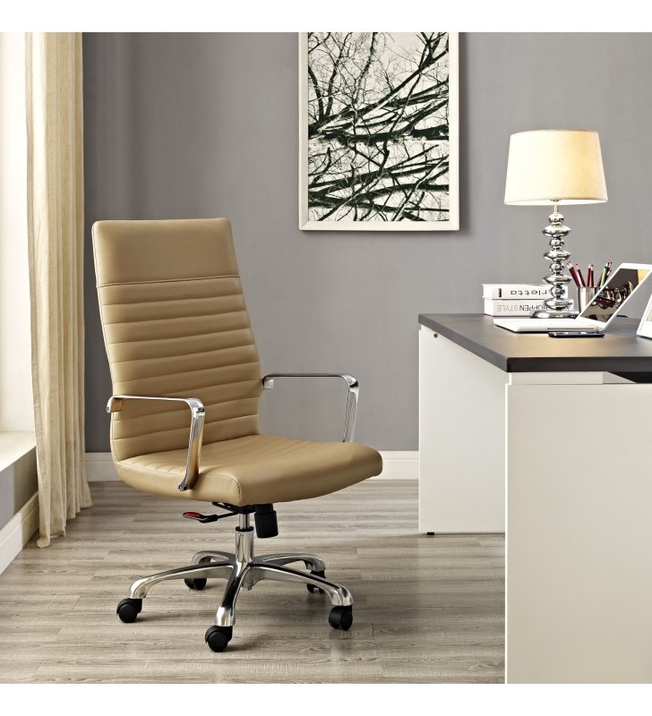 Finesse Highback Office Chair in Tan - Lexmod