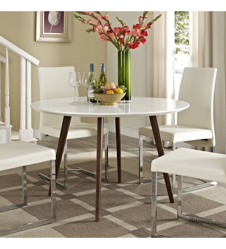 Platter Round Dining Table in White - Lexmod