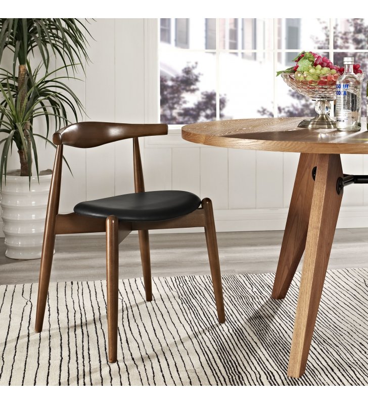 Stalwart Dining Side Chair in Dark Walnut Black - Lexmod