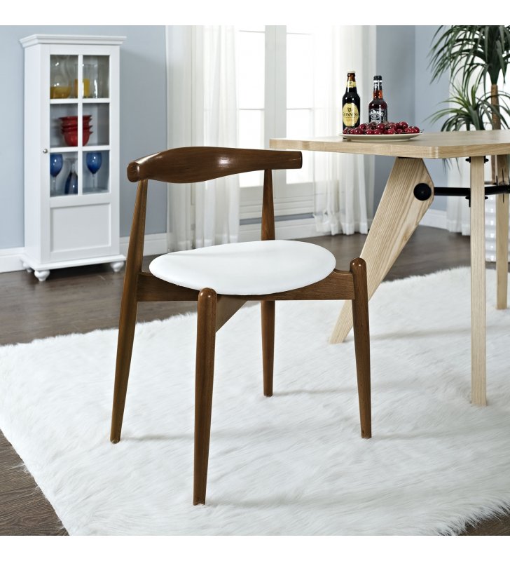 Stalwart Dining Side Chair in Dark Walnut White - Lexmod