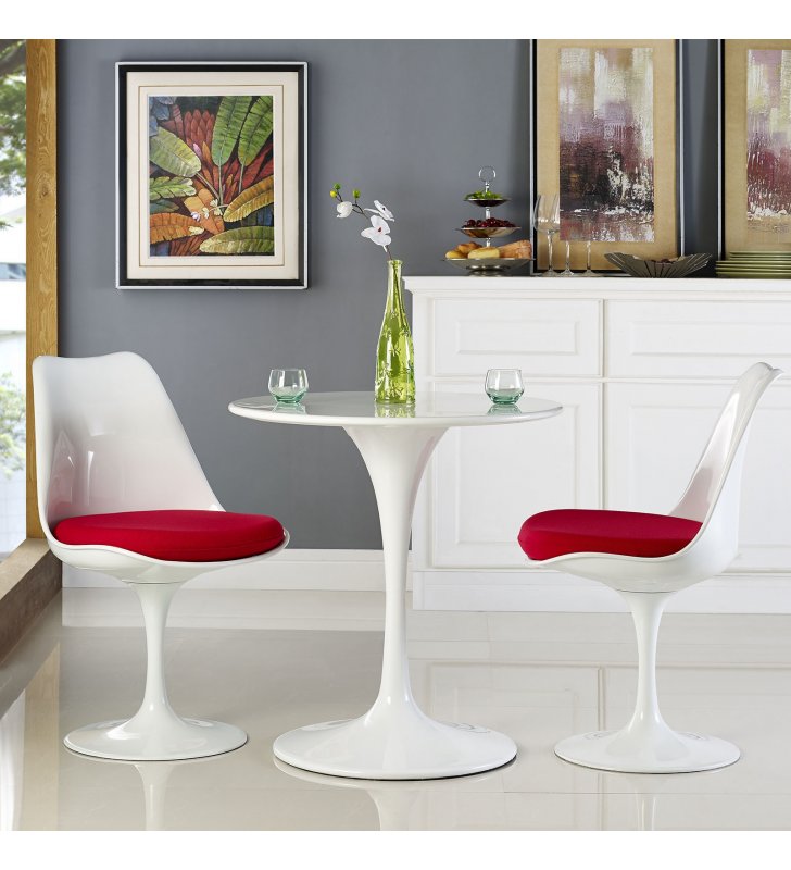 Lippa 28" Round Wood Top Dining Table in White - Lexmod