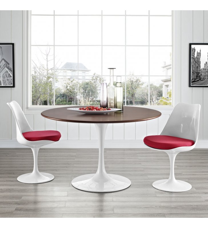 Lippa 47" Round Walnut Dining Table in Walnut - Lexmod