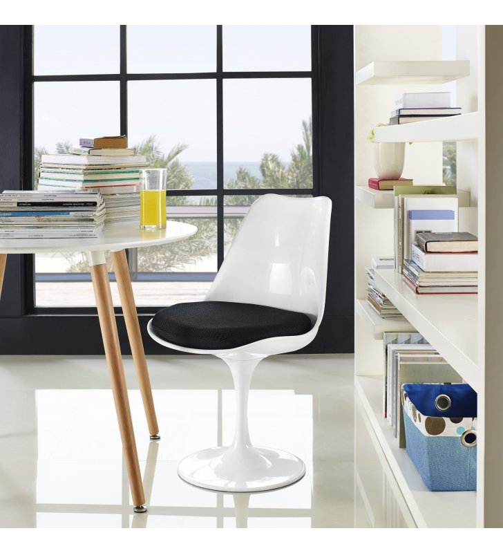 Lippa Dining Fabric Side Chair in Black - Lexmod