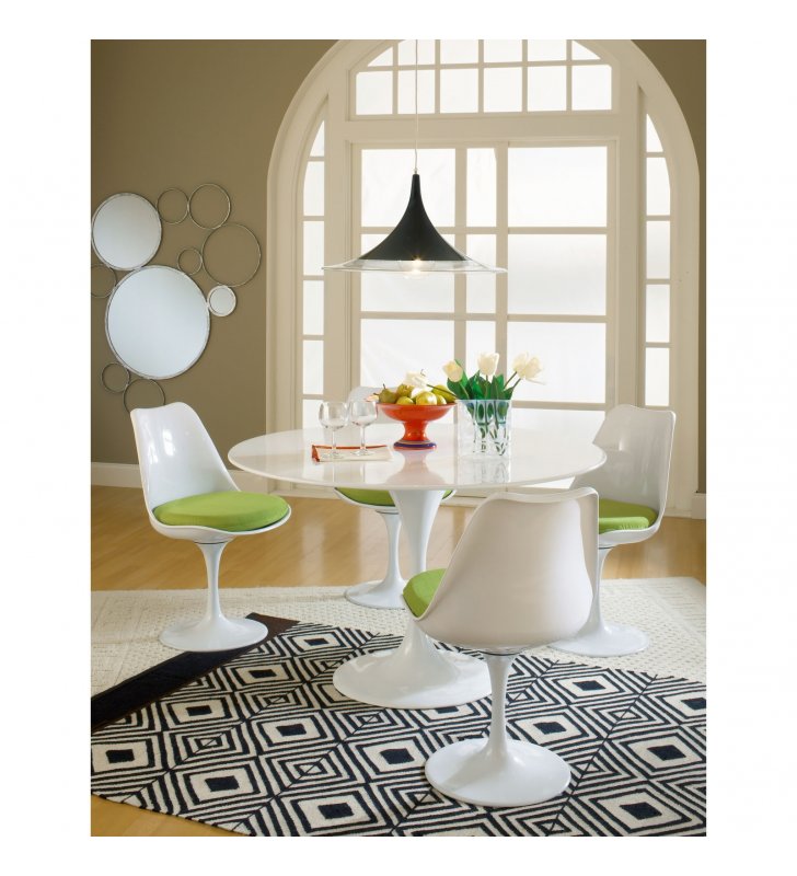 Lippa Dining Fabric Side Chair in Green - Lexmod