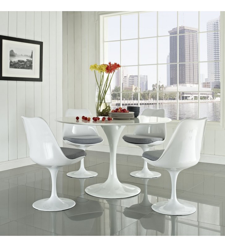 Lippa Dining Fabric Side Chair in Gray - Lexmod