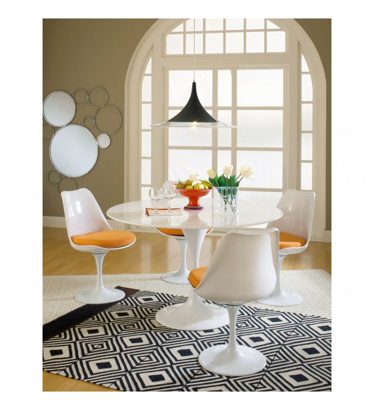 Lippa Dining Fabric Side Chair in Orange - Lexmod