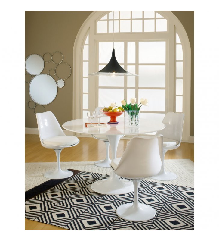 Lippa Dining Fabric Side Chair in White - Lexmod