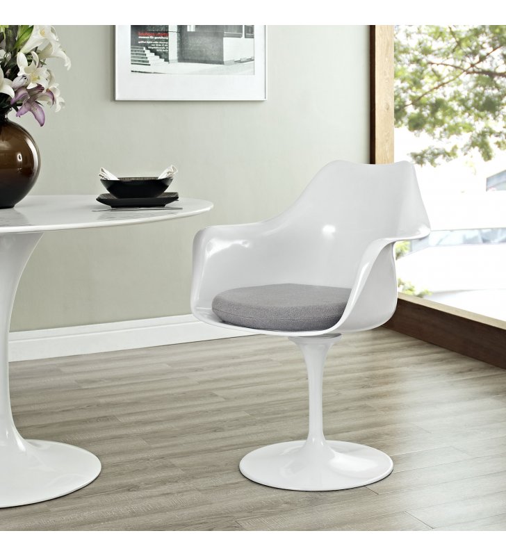 Lippa Dining Fabric Armchair in Gray - Lexmod