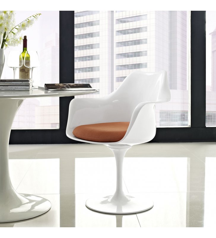 Lippa Dining Fabric Armchair in Orange - Lexmod