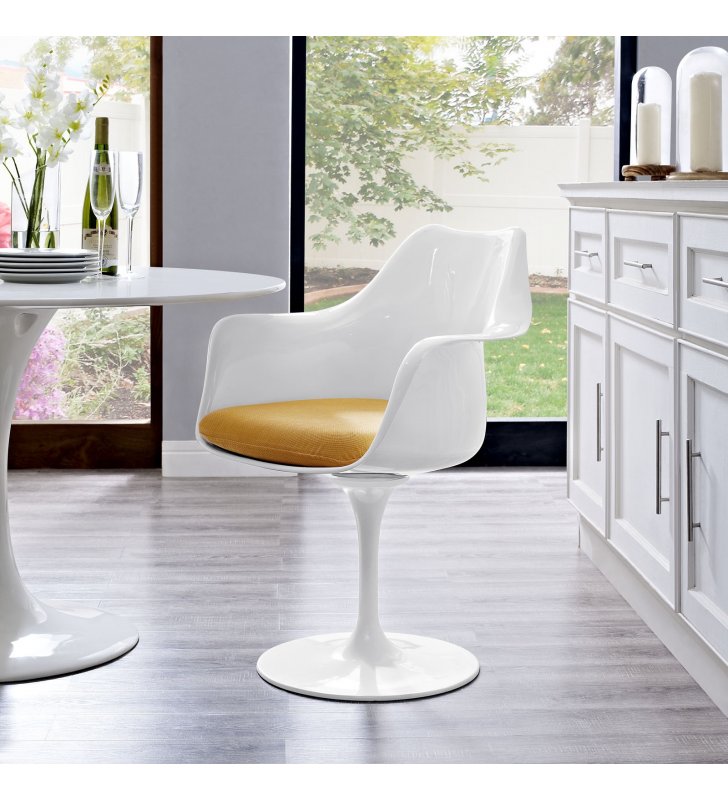 Lippa Dining Fabric Armchair in Yellow - Lexmod