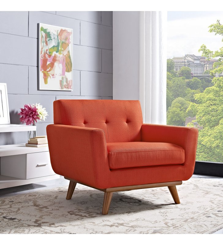 Engage Upholstered Fabric Armchair in Atomic Red - Lexmod