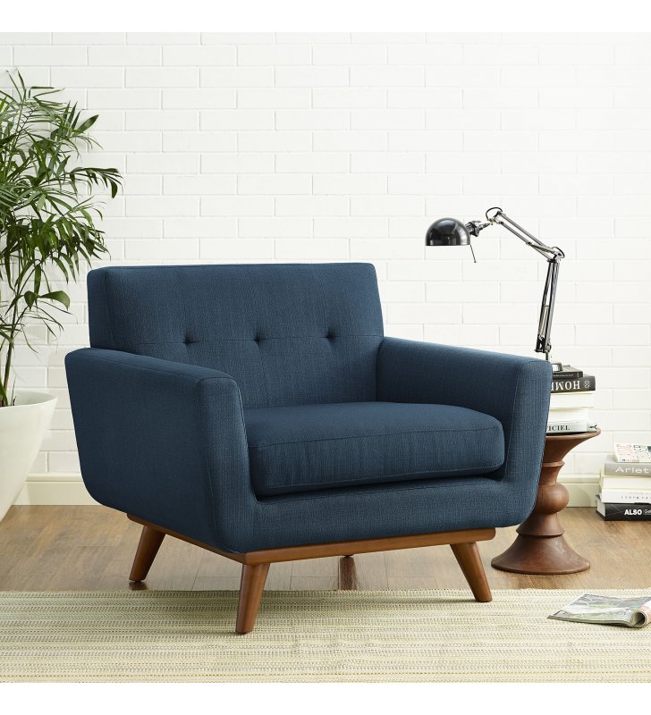 Engage Upholstered Fabric Armchair in Azure - Lexmod