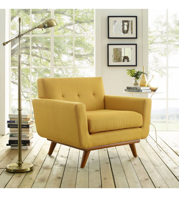 Engage Upholstered Fabric Armchair in Citrus - Lexmod