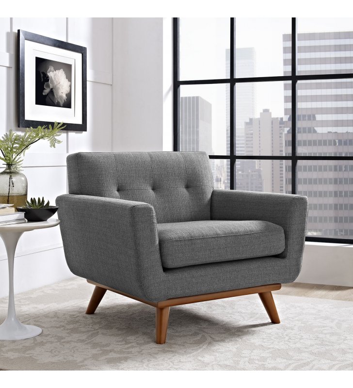 Engage Upholstered Fabric Armchair in Gray - Lexmod