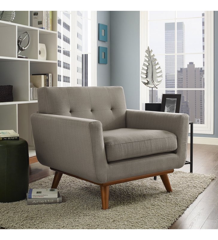 Engage Upholstered Fabric Armchair in Granite - Lexmod