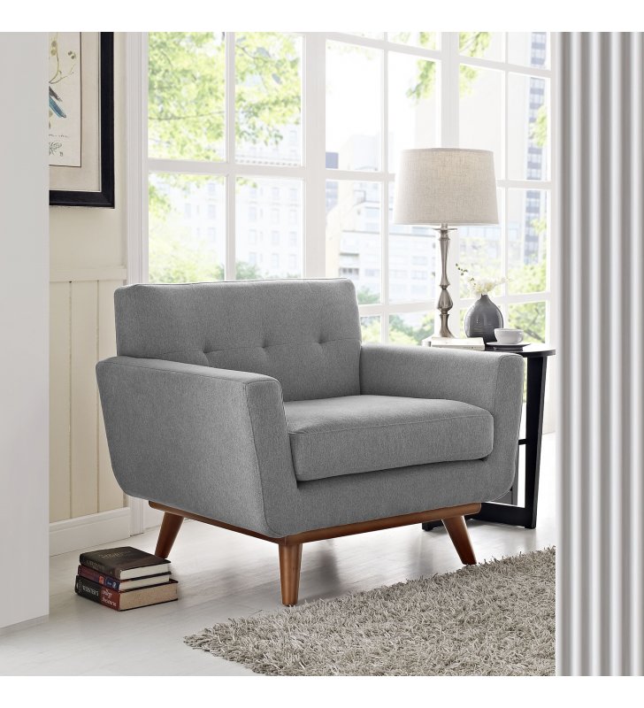 Engage Upholstered Fabric Armchair in Expectation Gray - Lexmod