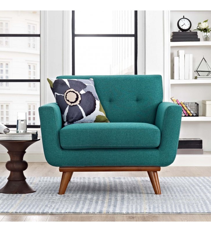 Engage Upholstered Fabric Armchair in Teal - Lexmod