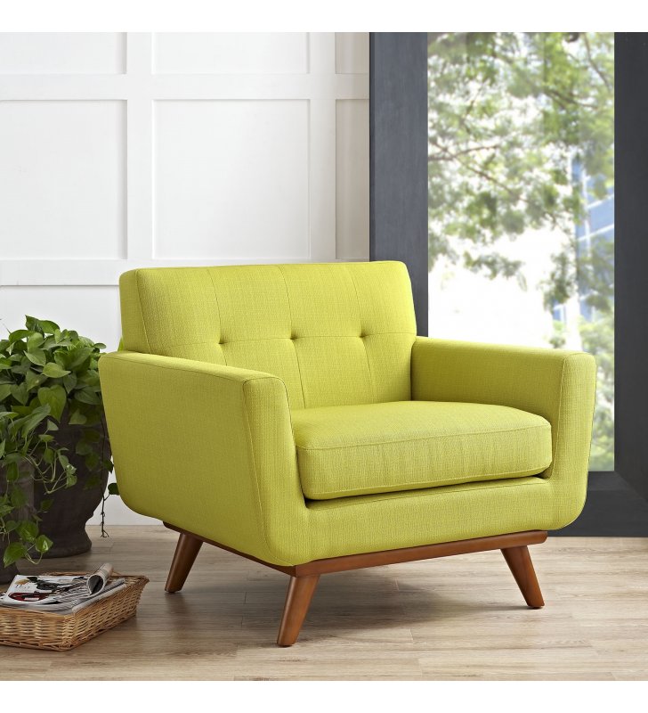 Engage Upholstered Fabric Armchair in Wheatgrass - Lexmod