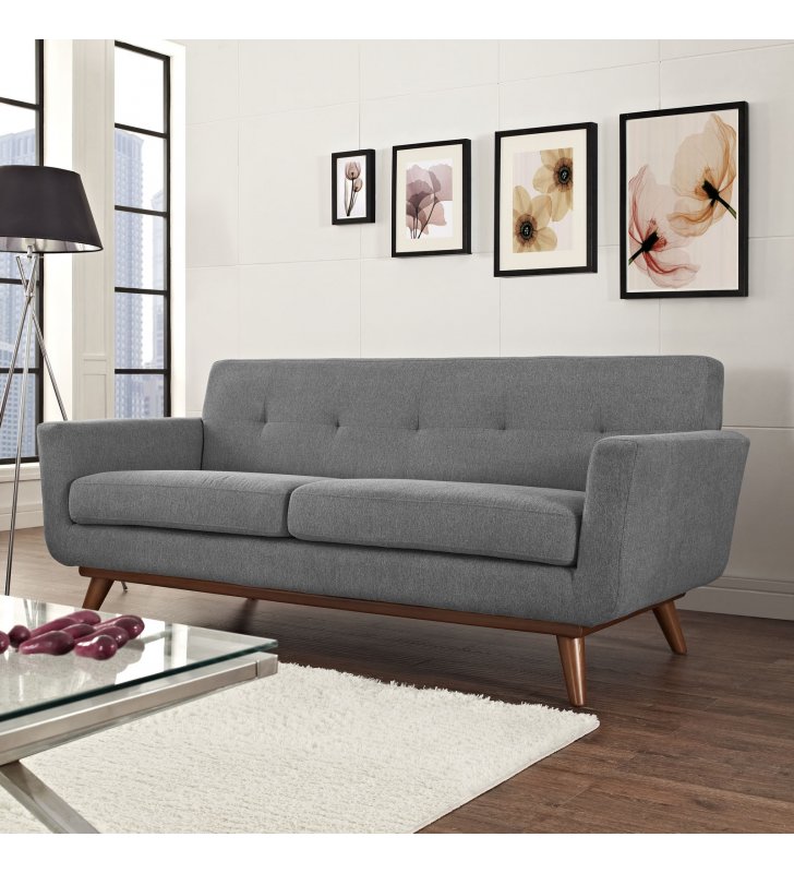 Engage Upholstered Fabric Loveseat in Expectation Gray - Lexmod