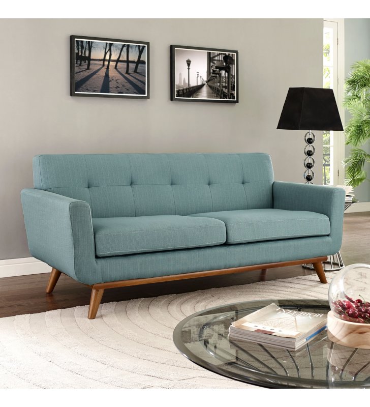 Engage Upholstered Fabric Loveseat in Laguna - Lexmod