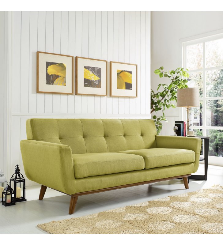 Engage Upholstered Fabric Loveseat in Wheatgrass - Lexmod