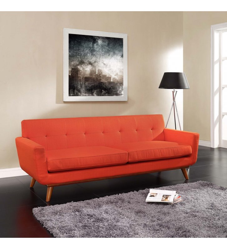 Engage Upholstered Fabric Sofa in Atomic Red - Lexmod