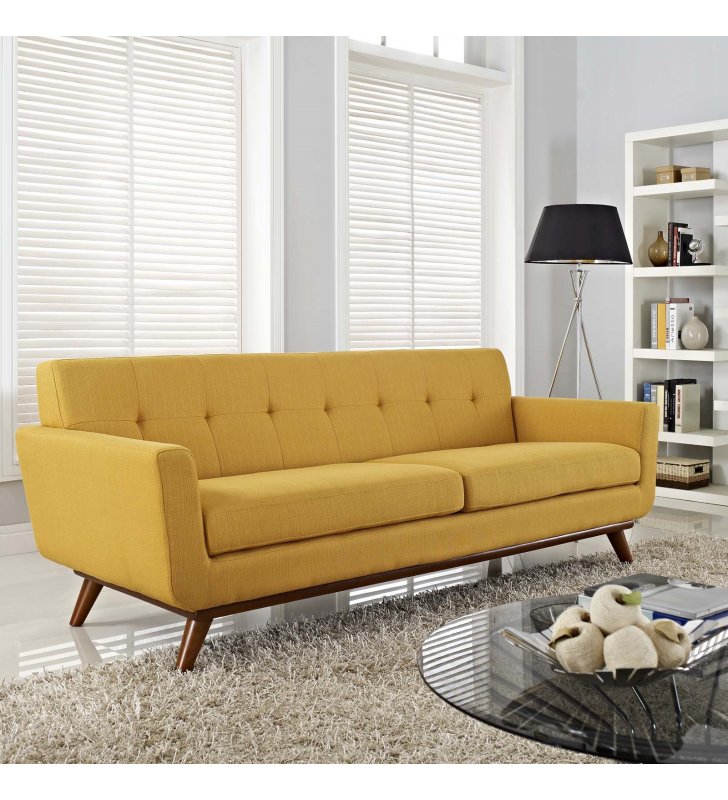 Engage Upholstered Fabric Sofa in Citrus - Lexmod