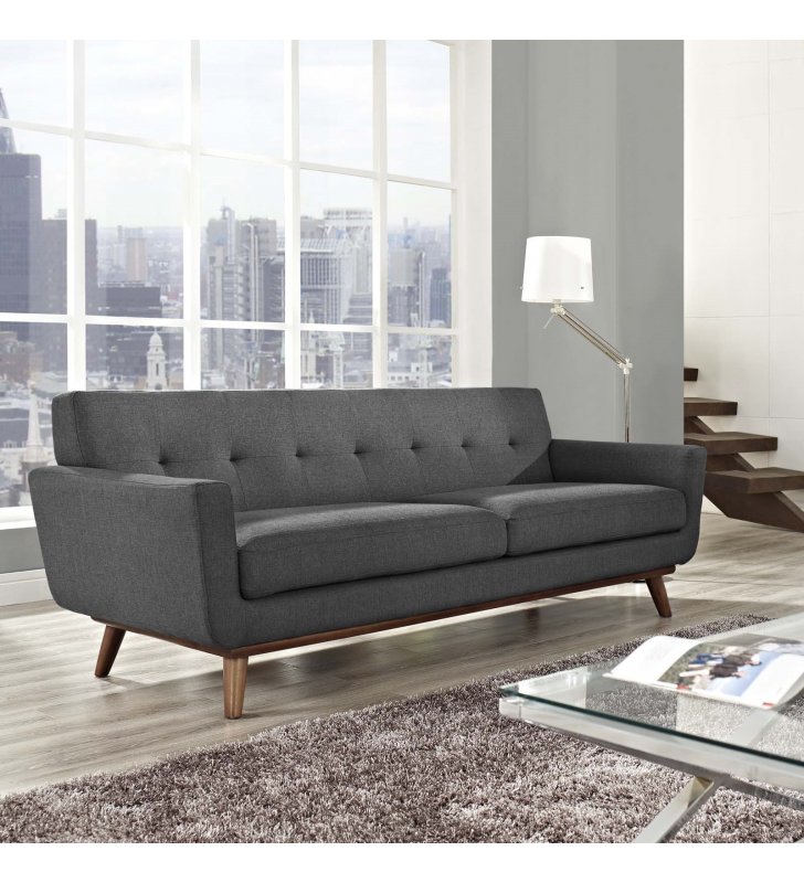 Engage Upholstered Fabric Sofa in Gray - Lexmod