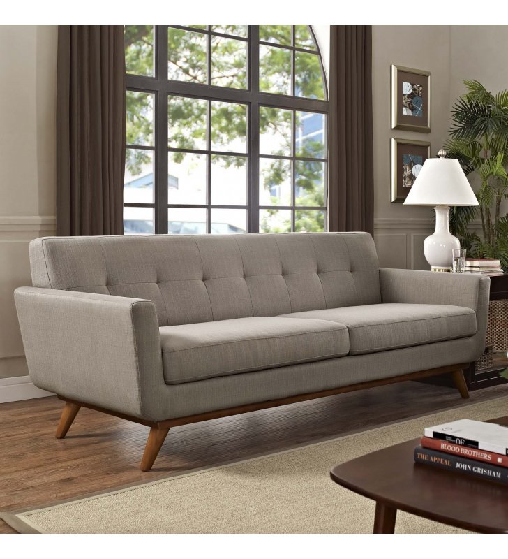 Engage Upholstered Fabric Sofa in Granite - Lexmod
