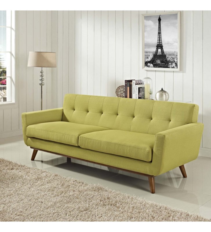 Engage Upholstered Fabric Sofa in Wheatgrass - Lexmod