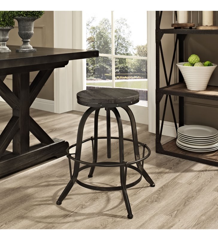 Collect Wood Top Bar Stool in Black - Lexmod