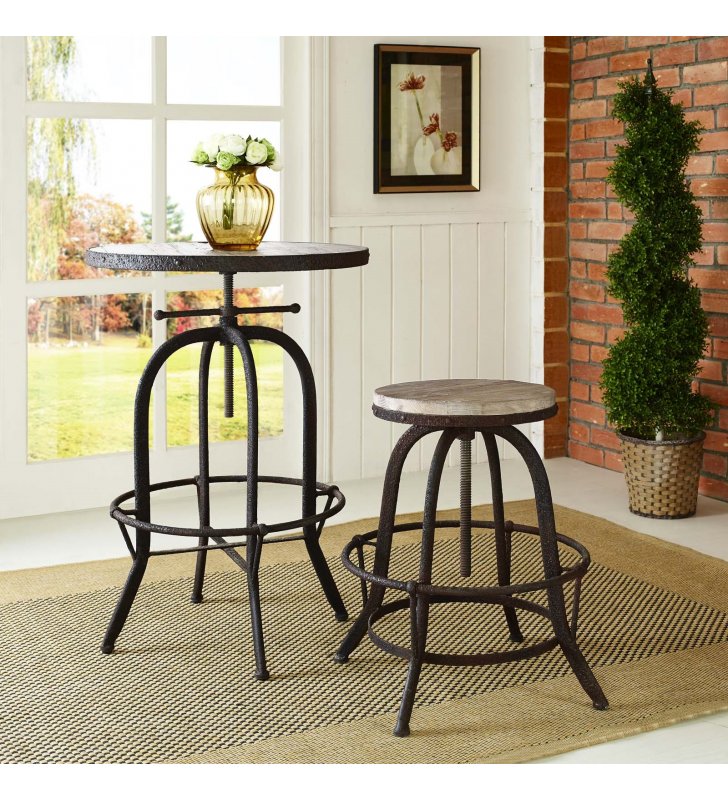 Collect Wood Top Bar Stool in Brown - Lexmod