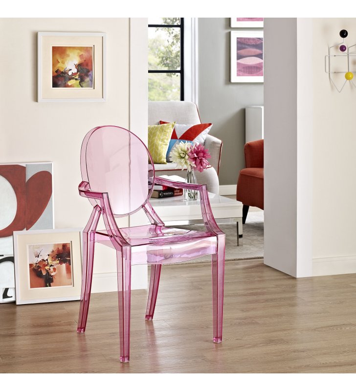 Casper Dining Armchair in Pink - Lexmod