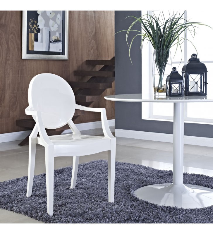 Casper Dining Armchair in White - Lexmod