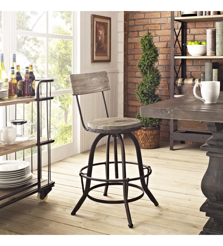 Procure Wood Bar Stool in Brown - Lexmod