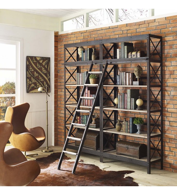 Headway Wood Bookshelf in Brown - Lexmod