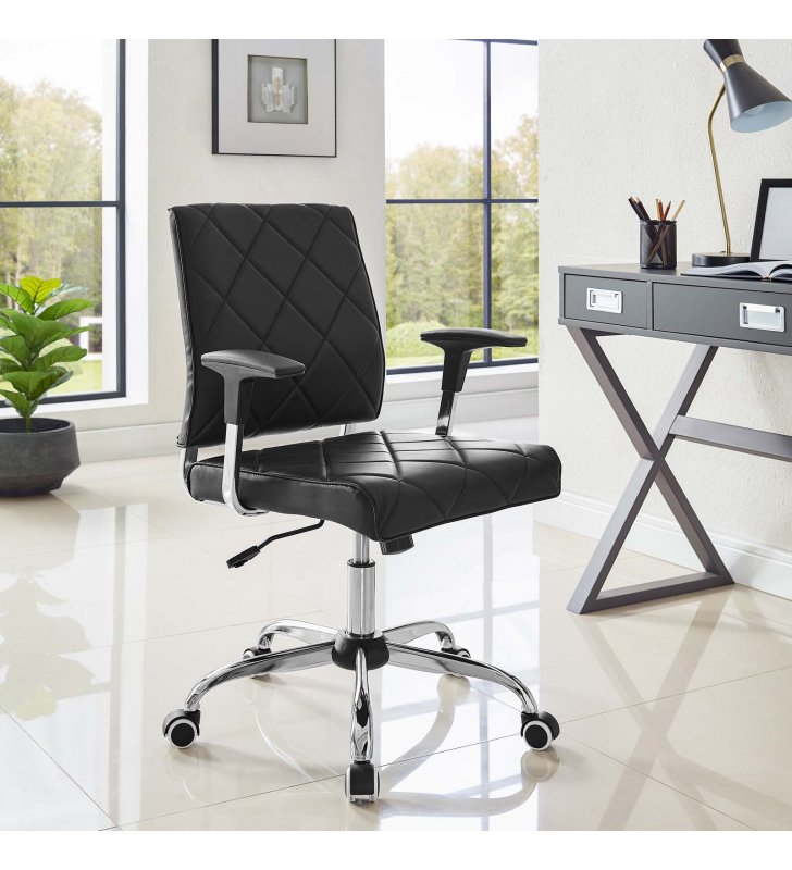 Lattice Vinyl Office Chair in Black - Lexmod