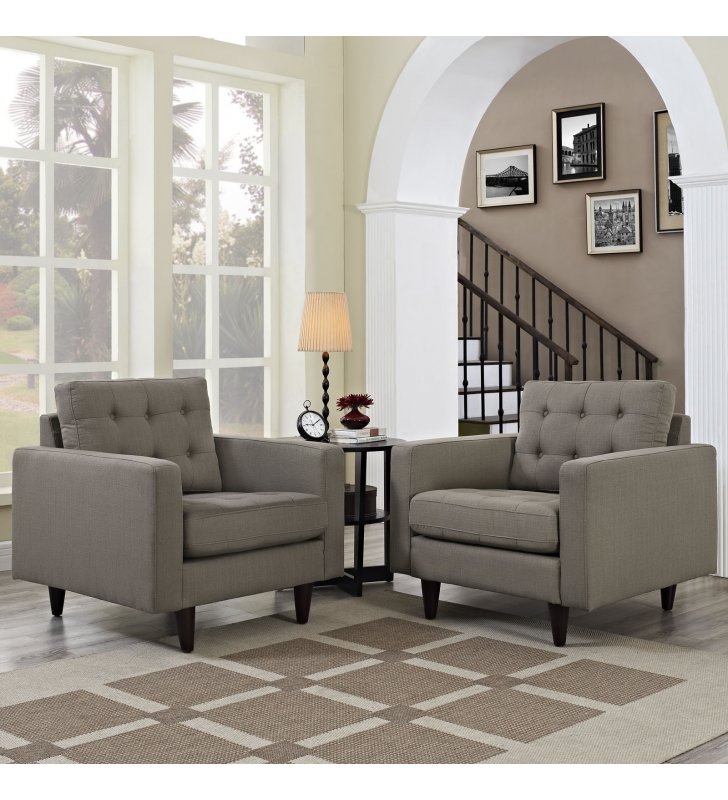 Empress Armchair Upholstered Fabric Set of 2 in Granite - Lexmod