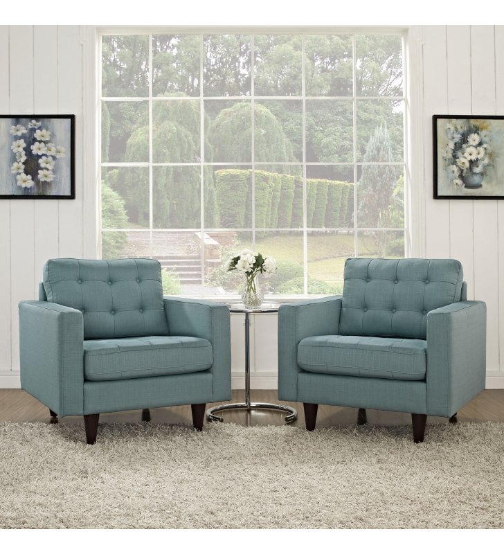 Empress Armchair Upholstered Fabric Set of 2 in Laguna - Lexmod